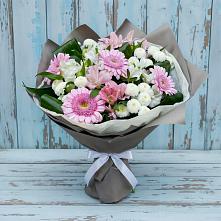 Букет цветов из:  Герберы, Альстромерии и Хризантемы в Южно-Морской