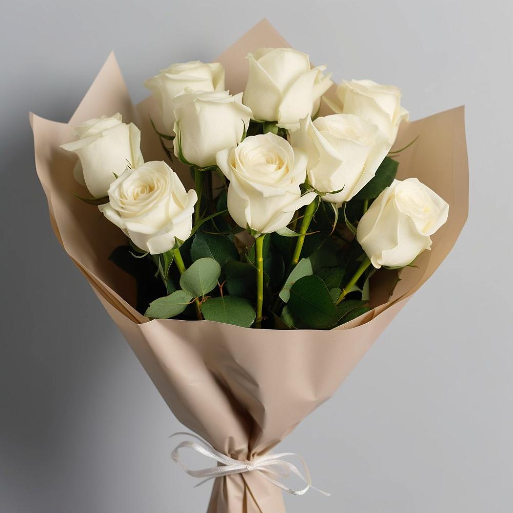 Букет 9 Белых роз Эдлесс Лав в Южно-Морской