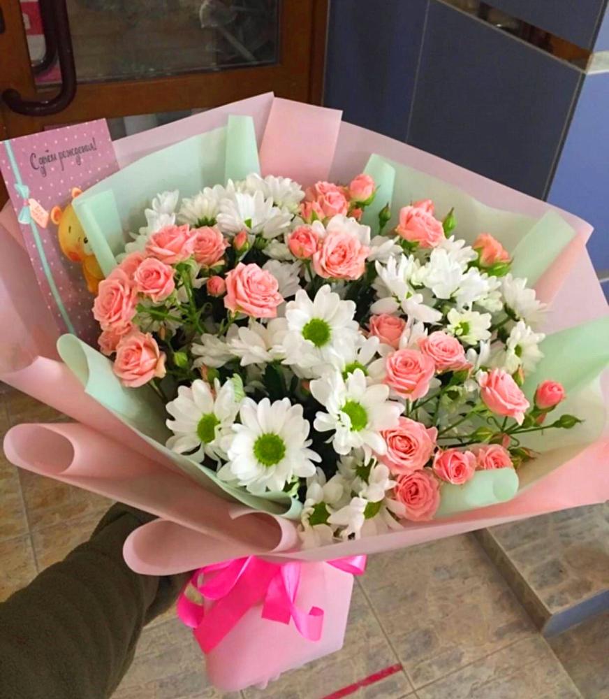 Букет цветов из: Розы и Хризантемы в Южно-Морской