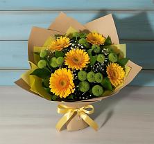 Букет цветов из:  Герберы и Хризантемы в Южно-Морской