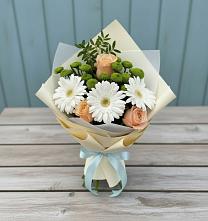 Букет цветов из:  Герберы, Розы и Хризантемы #REPLACE_PRED# Южно-Морской