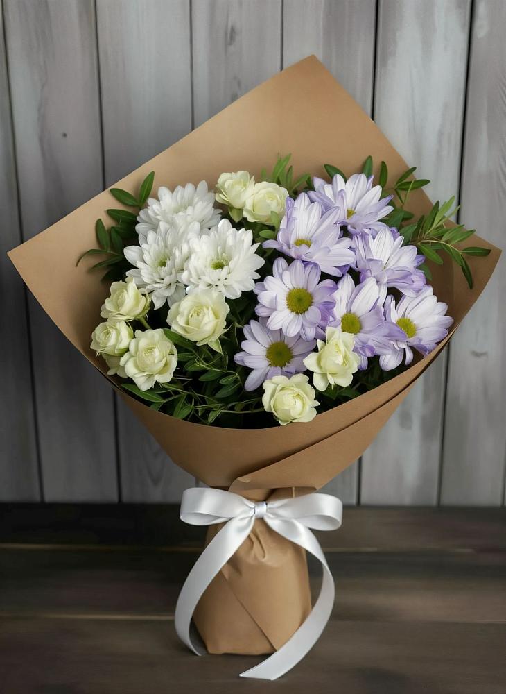 Букет цветов из: Хризантемы и Розы в Южно-Морской